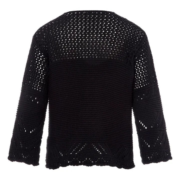 Alma Deia Pull Maille Crochet en Coton | Noir