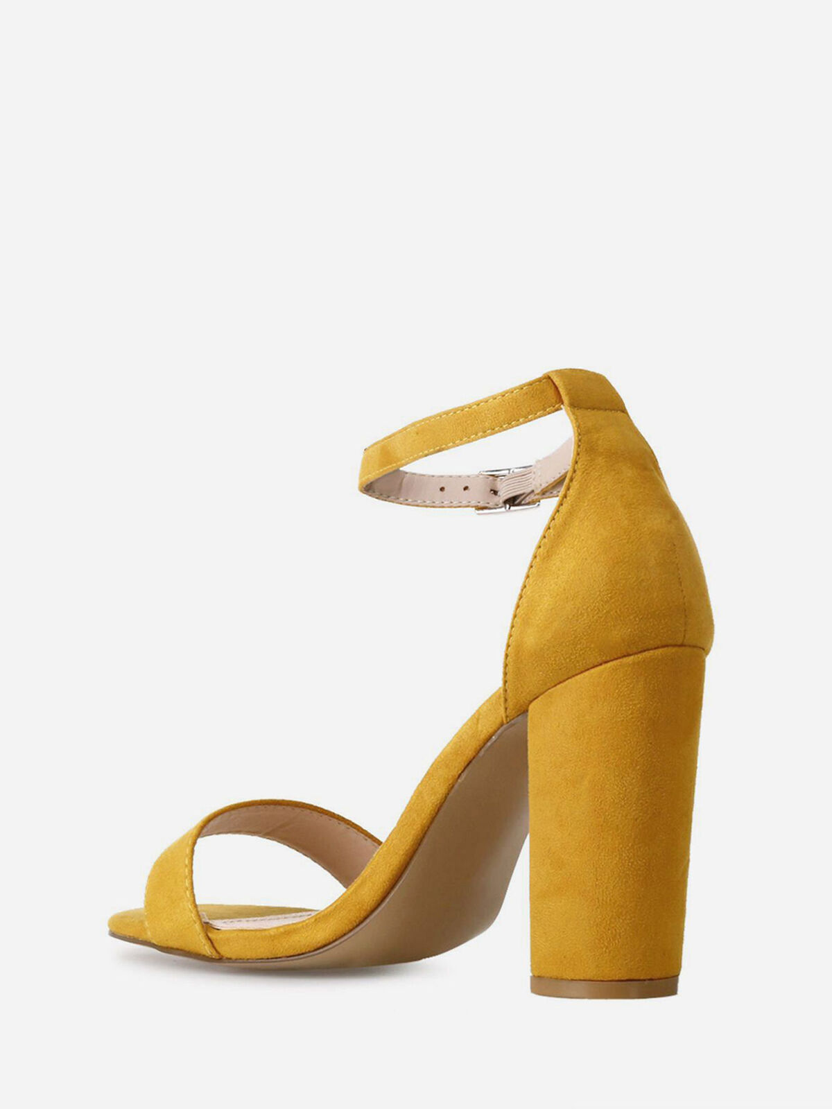 Sandales suédine à talon carré- Jaune