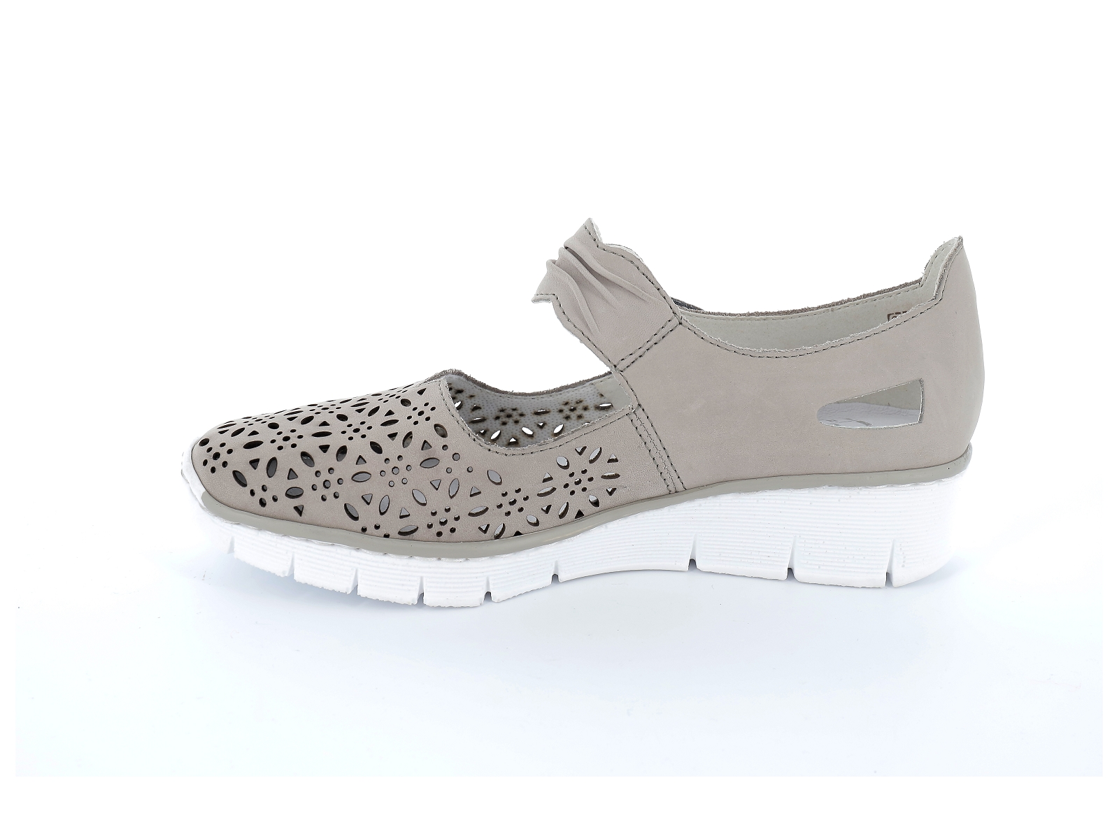 Rieker-537G7 Cuir Gris Clair