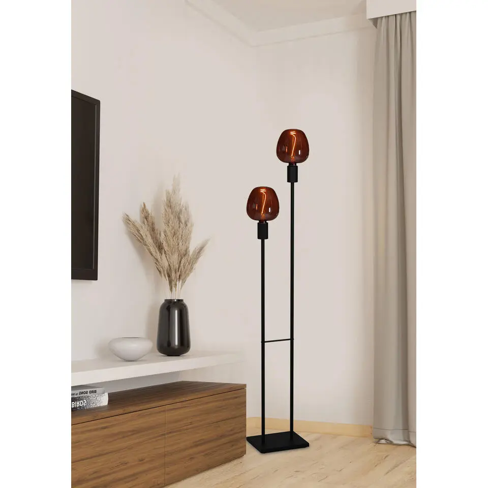 EGLO Valdemoro Vloerlamp - E27 - 110,5 cm - Zwart - Staal