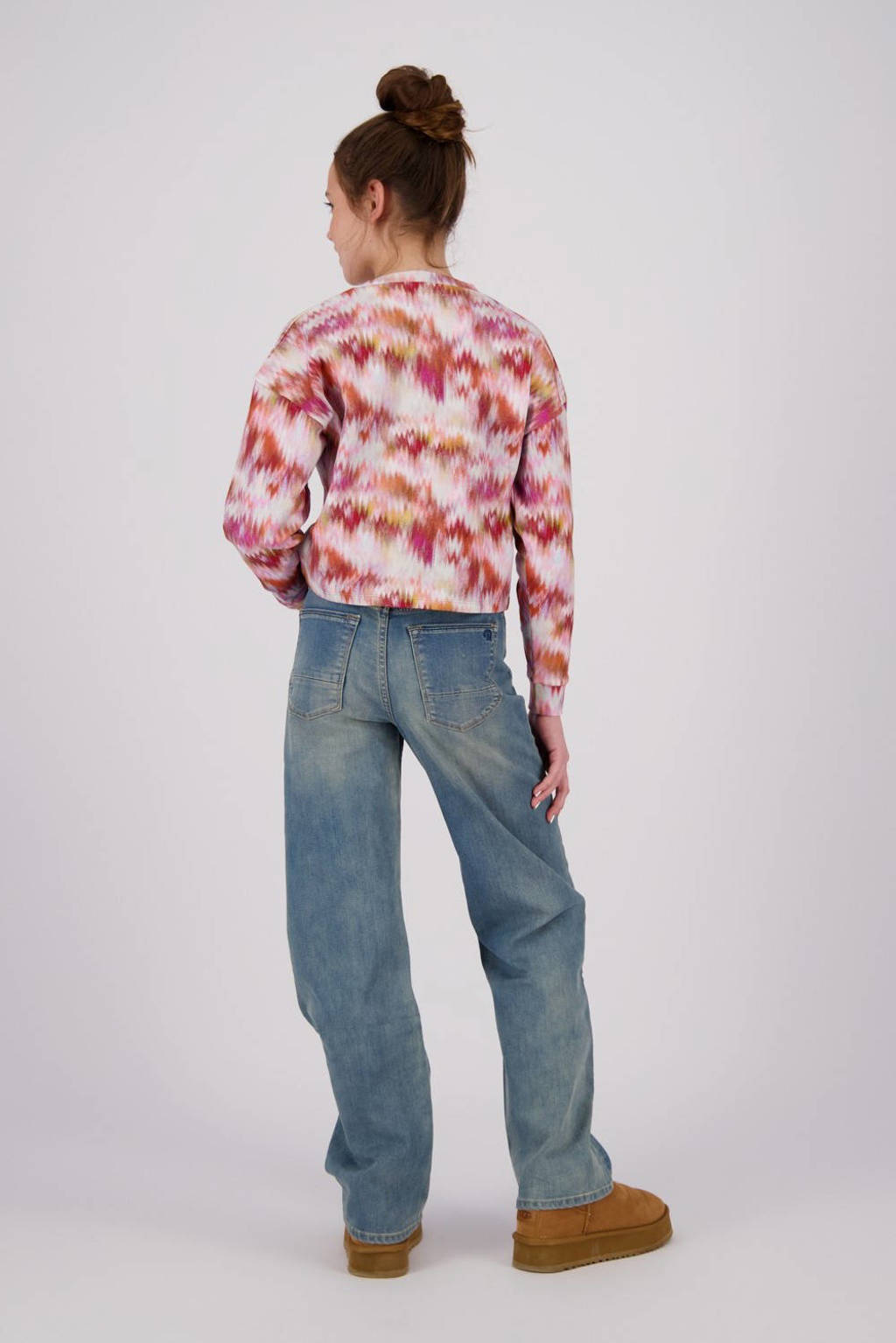 Raizzed sweater Hanna met all over print beige/rood/oranje