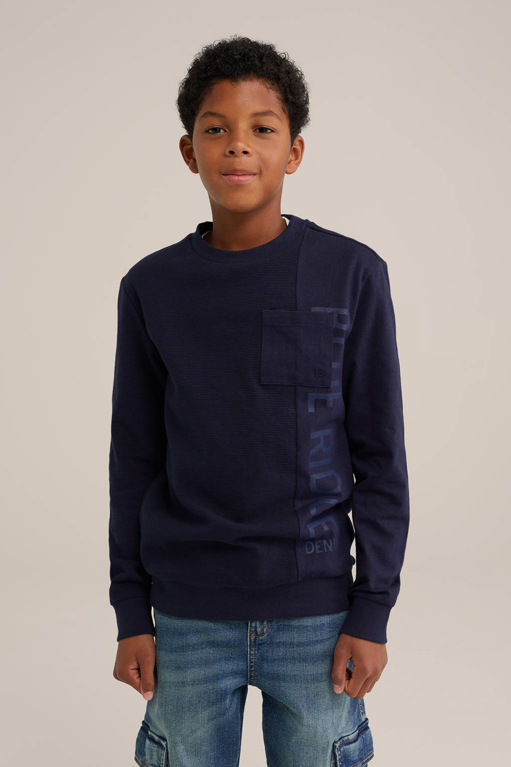 sweater met tekst donkerblauw