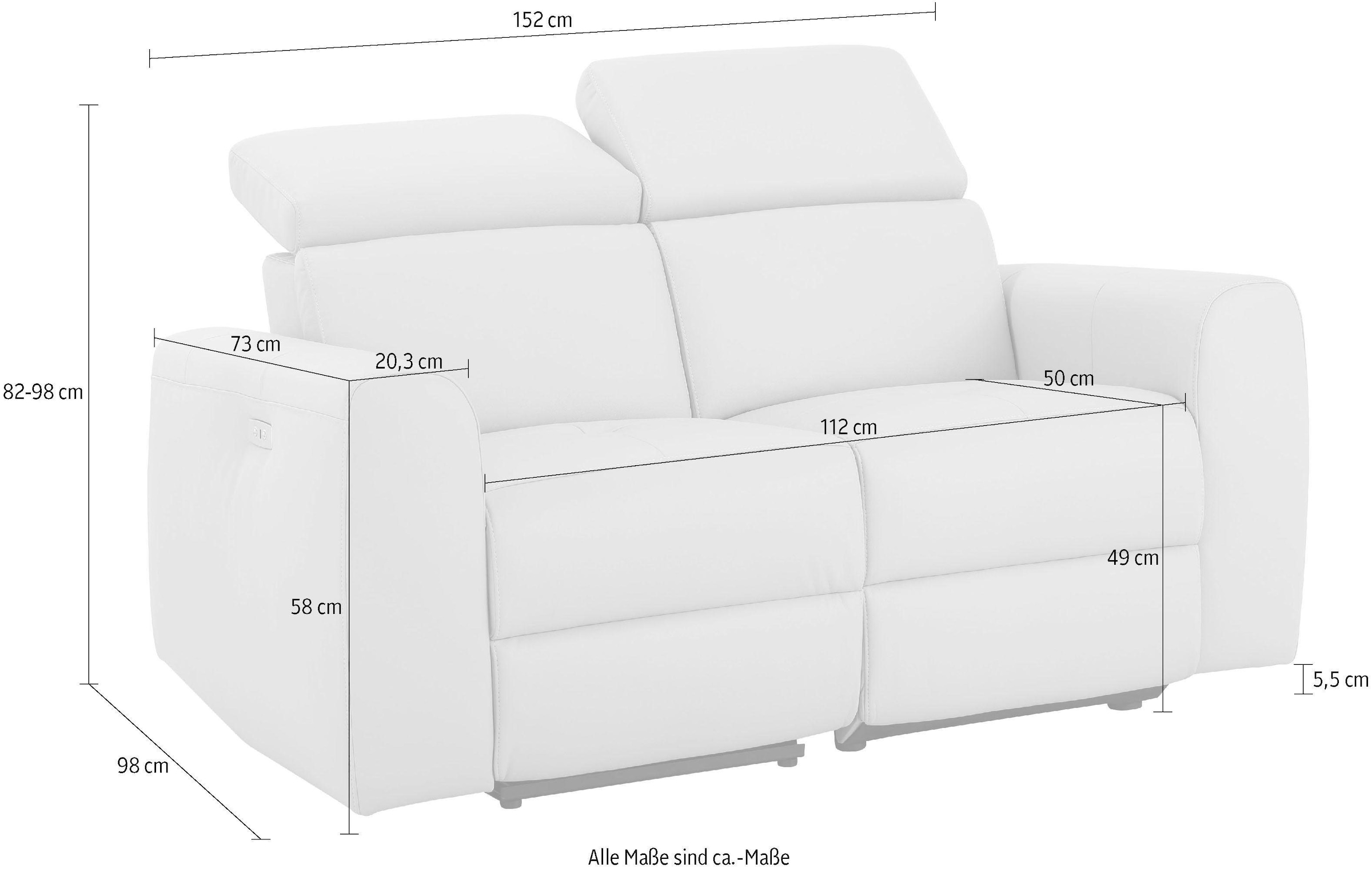 Home affaire 2-Sitzer »Sentrano« 152 cm, man. o. elektr. Relaxfunktion und USB/Kopfverstellung