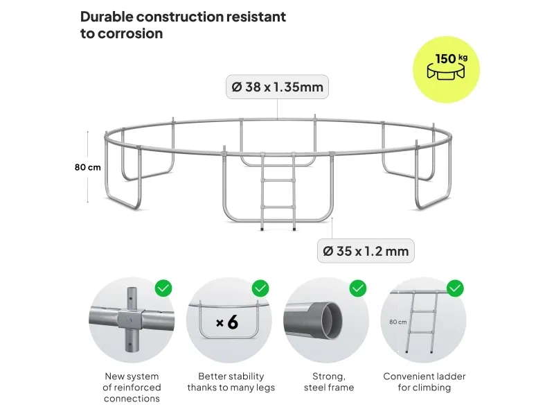 Zipro Trampolin med indendørs net 14FT 435cm   skopose