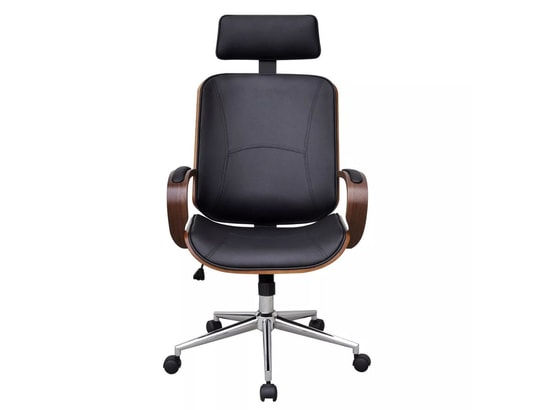 VIDAXL - Chaise de bureau rotative en bois cintré avec repose-tête et...