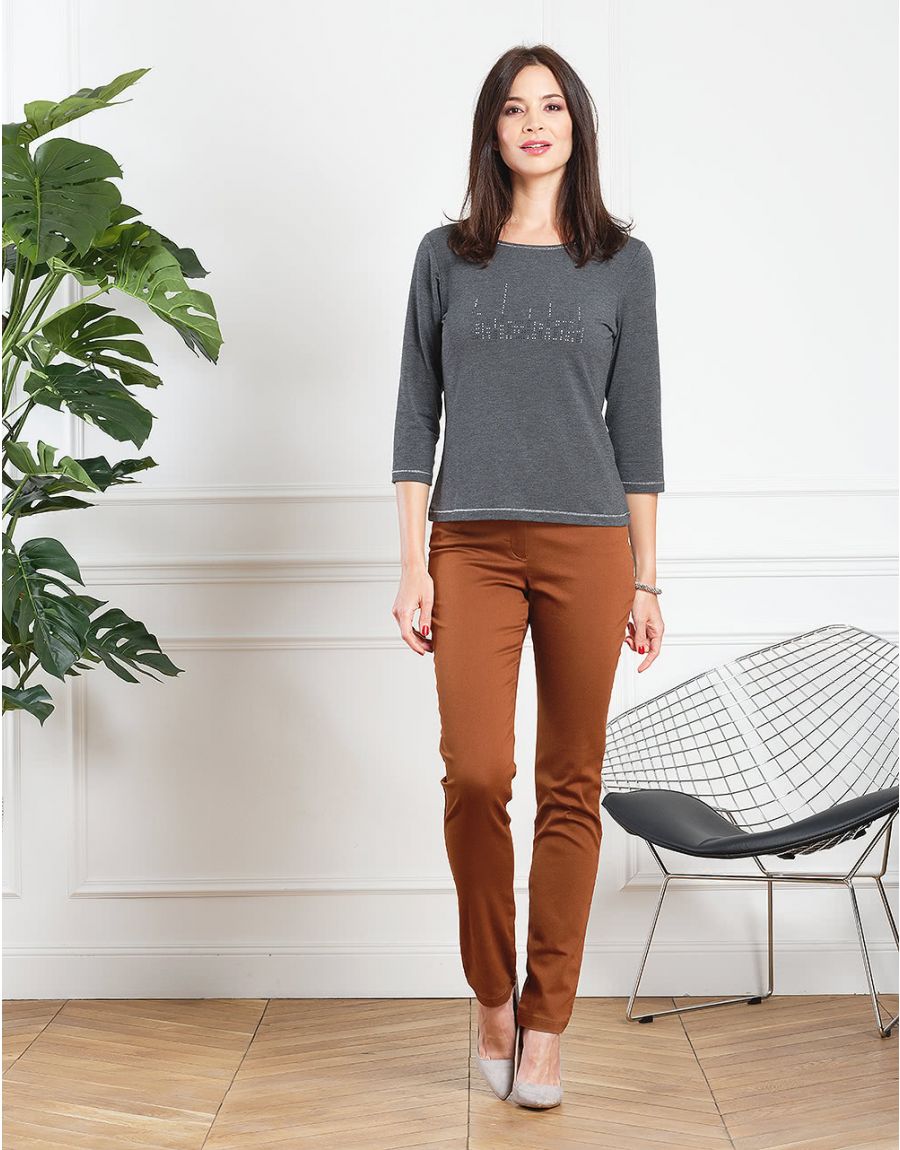 Pantalon stretch marron