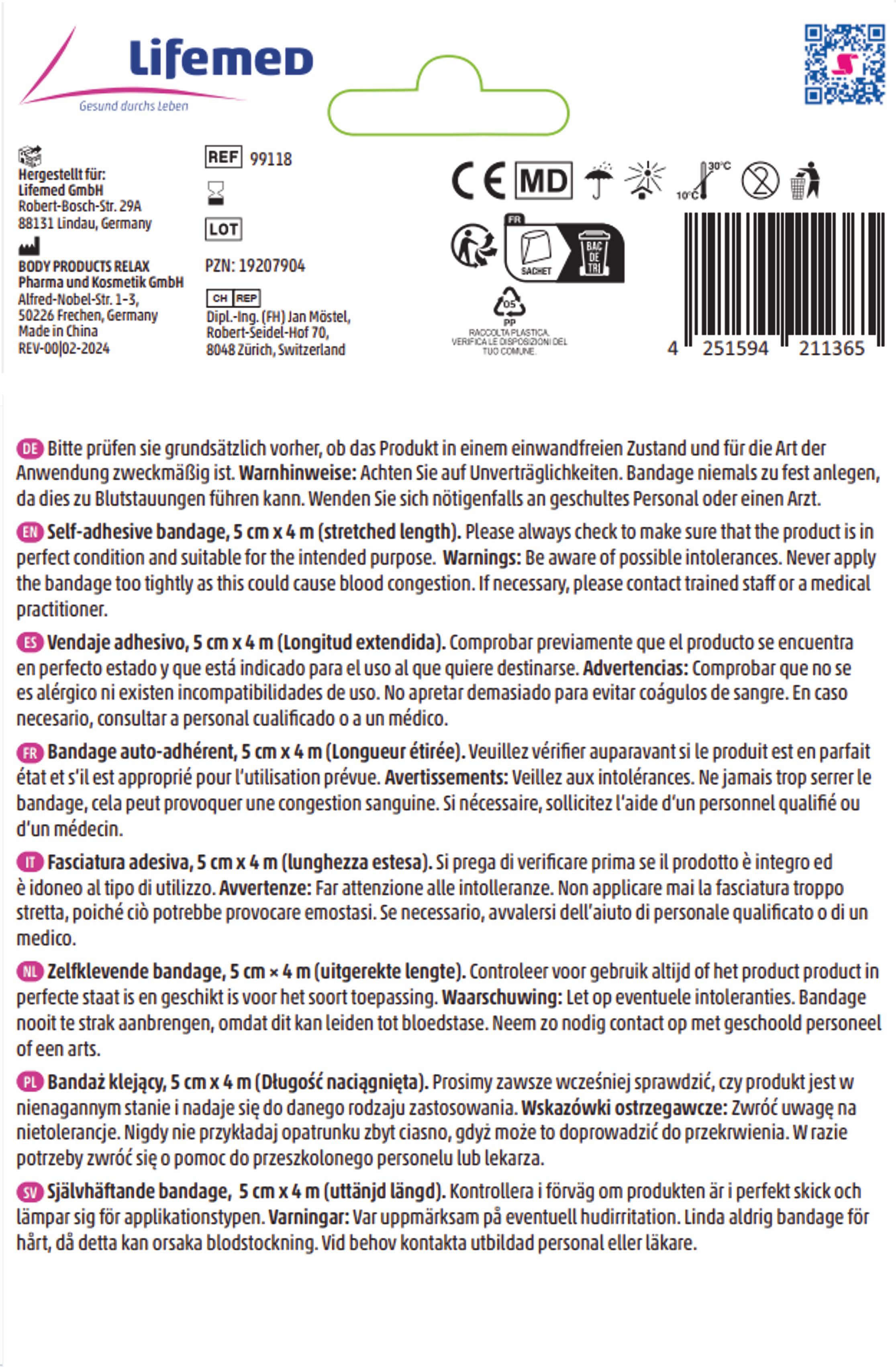 Lifemed Selbsthaftende Bandage