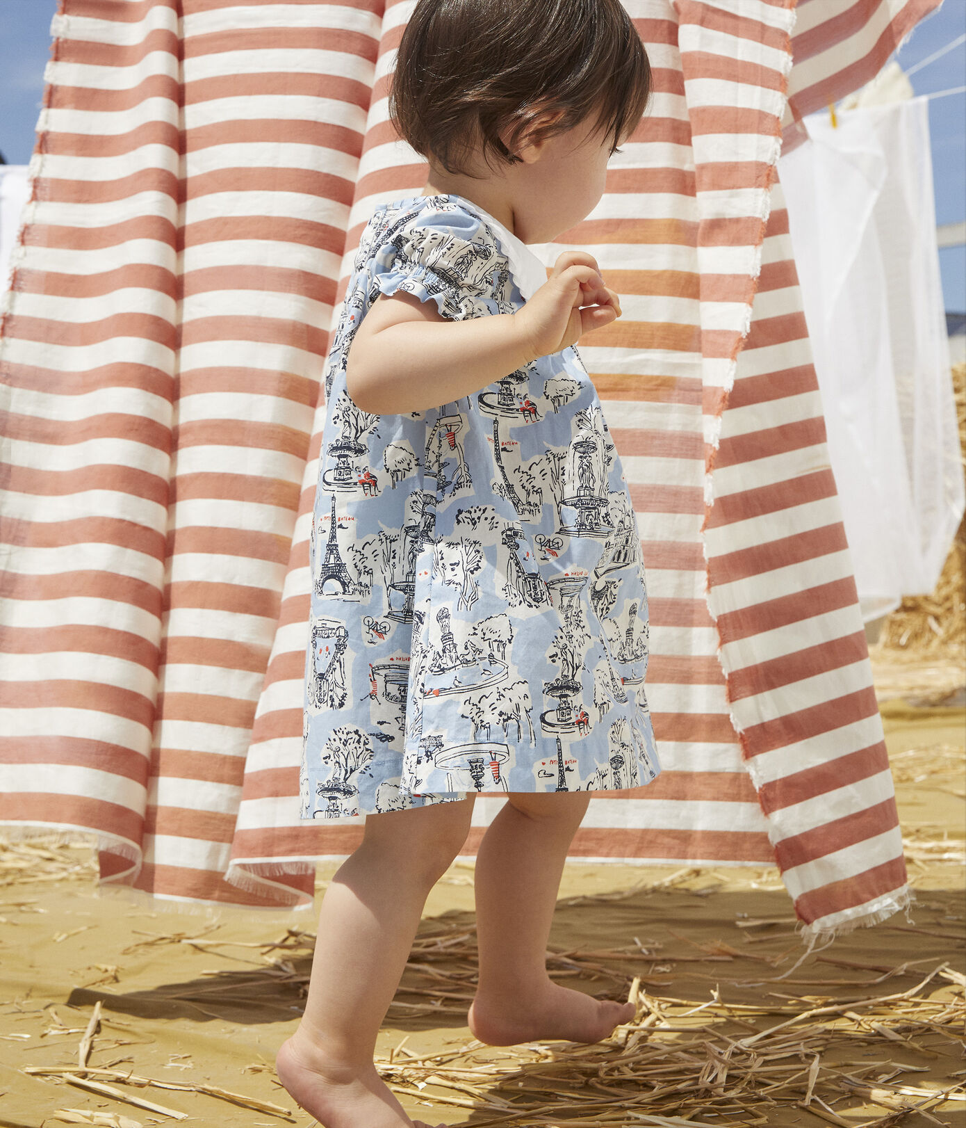 Robe imprimée Paris en popeline bébé