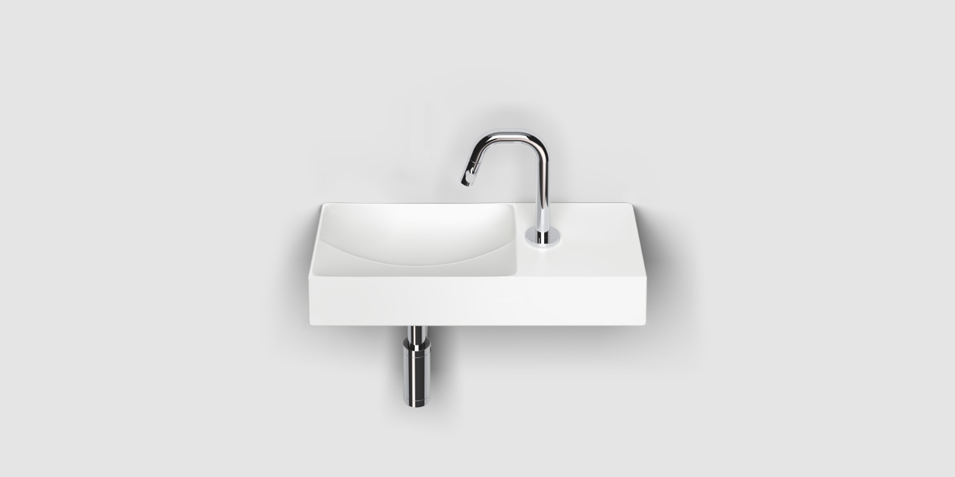 Clou Vale keramische fontein 45cm met kraangat rechts wit mat