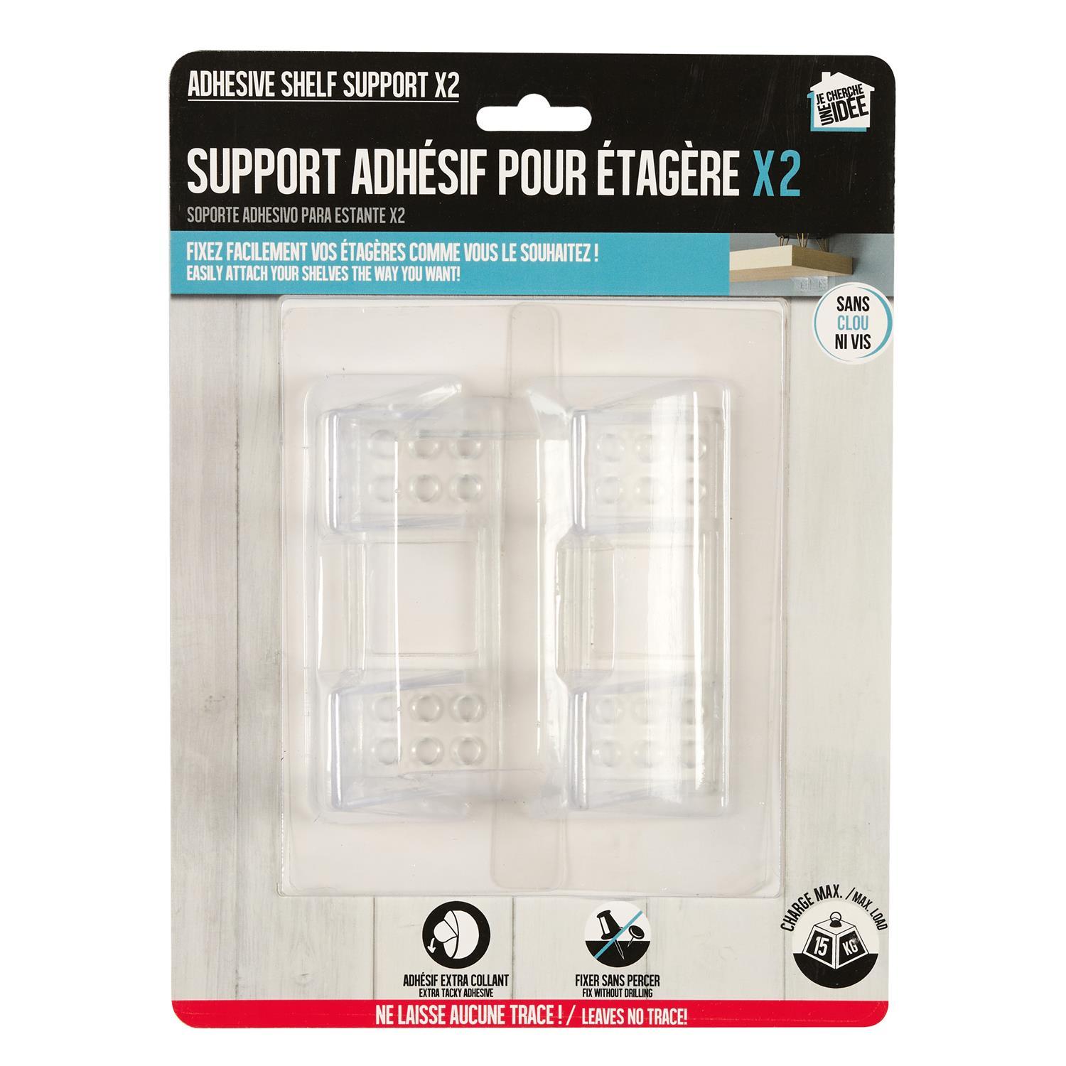 CROCHET ETAGERE AUTO ADHESIF 15KG X2 PIECES