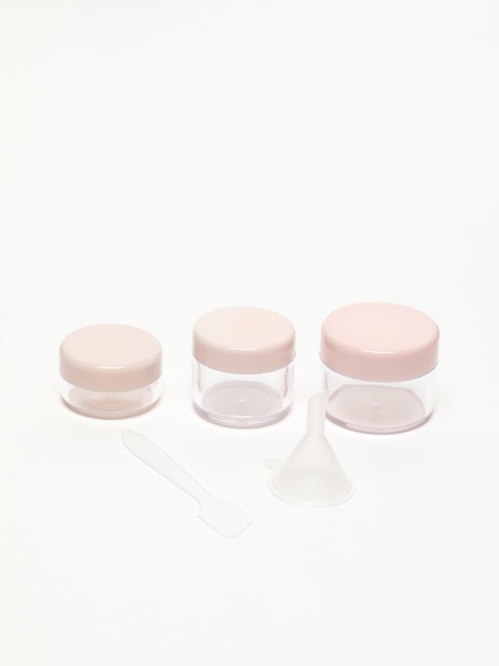 Conjunto de 7 recipientes de viagem reutilizáveis - Rosa
