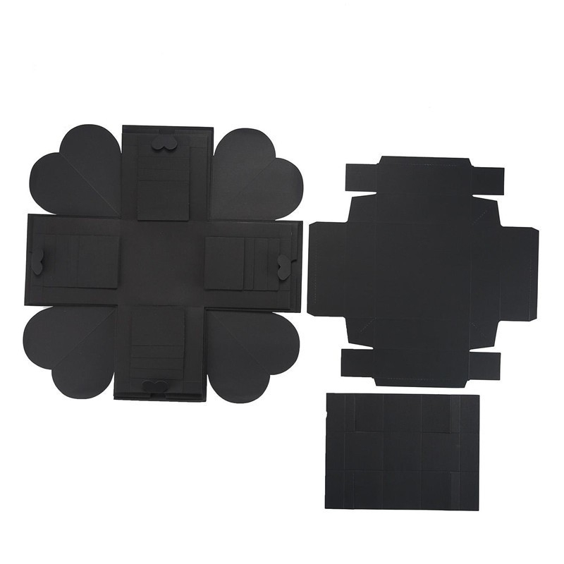 Foto Bastel Geschenk Box Handmade Schachtel DIY Überraschungsbox - Schwarz