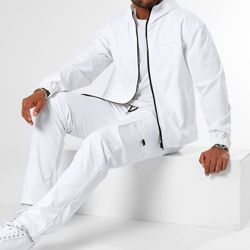 Ensemble Veste Zippée Capuche Et Pantalon Cargo 1070521 Blanc