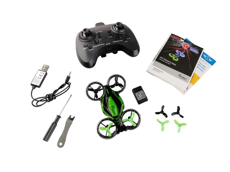 Amewi FightStar Battle Drone Set Grün & Pink, RTF Zwei 2-in-1-Drohnen mit IR-Kampffunktion