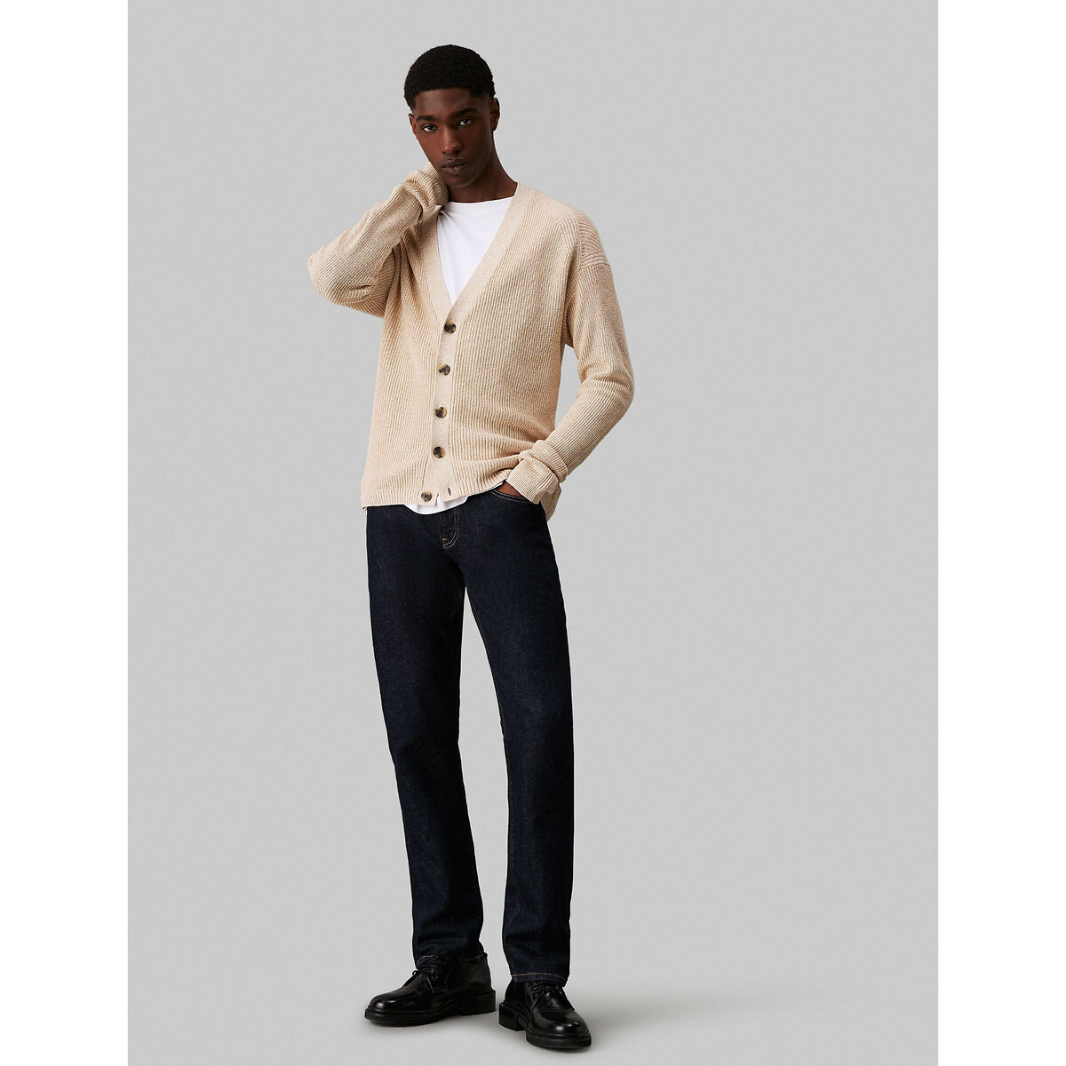 CALVIN KLEIN<br>Cardigã de malha com fecho de botões