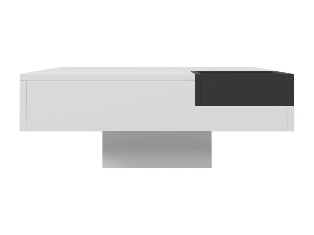Table basse LED carré 72x72x30 cm, table de salon, table d'appoint avec boîte de rangement amovible, coloris blanc