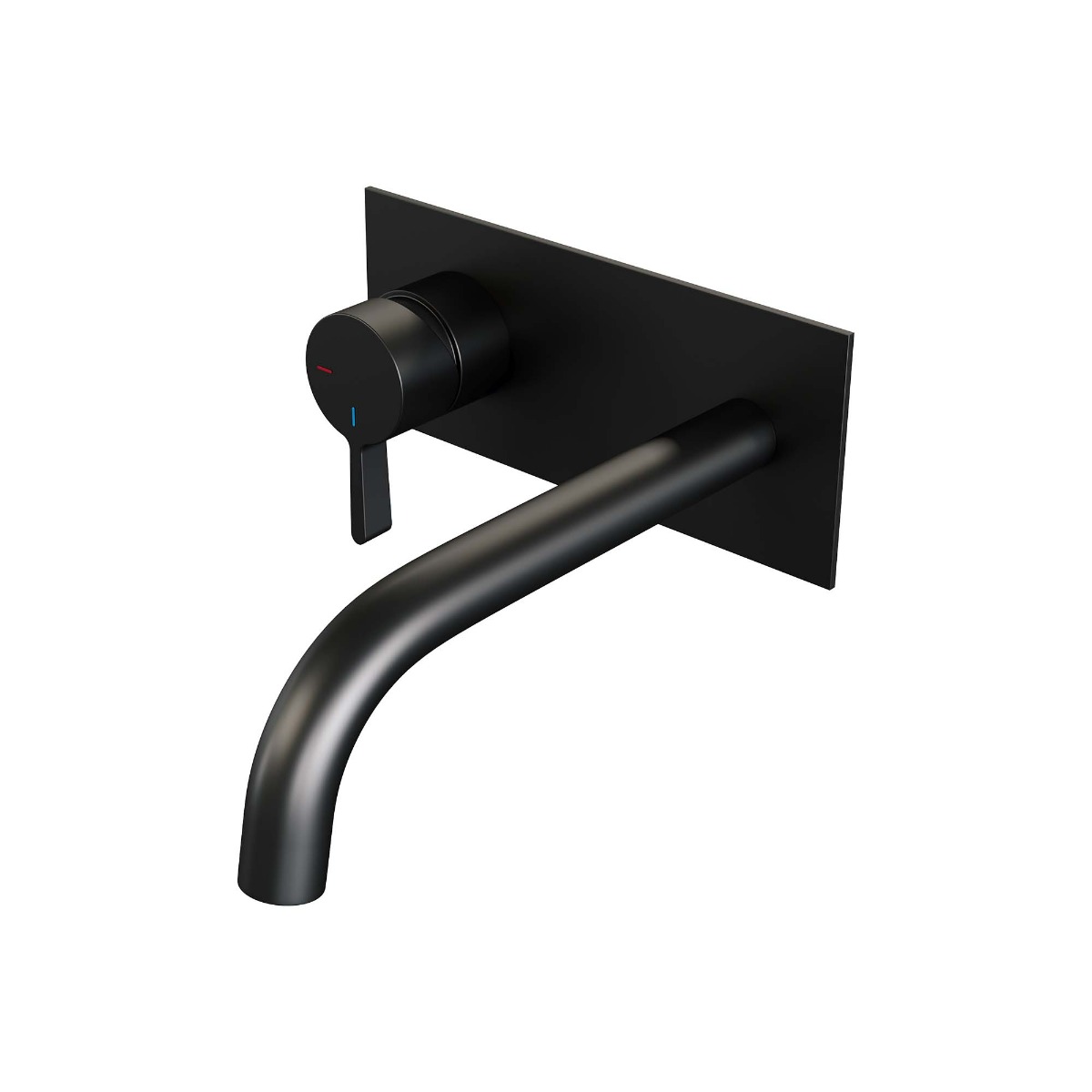 Brauer Black Edition ColdStart wastafelkraan inbouw gebogen uitloop met achterplaat model E2 zwart mat