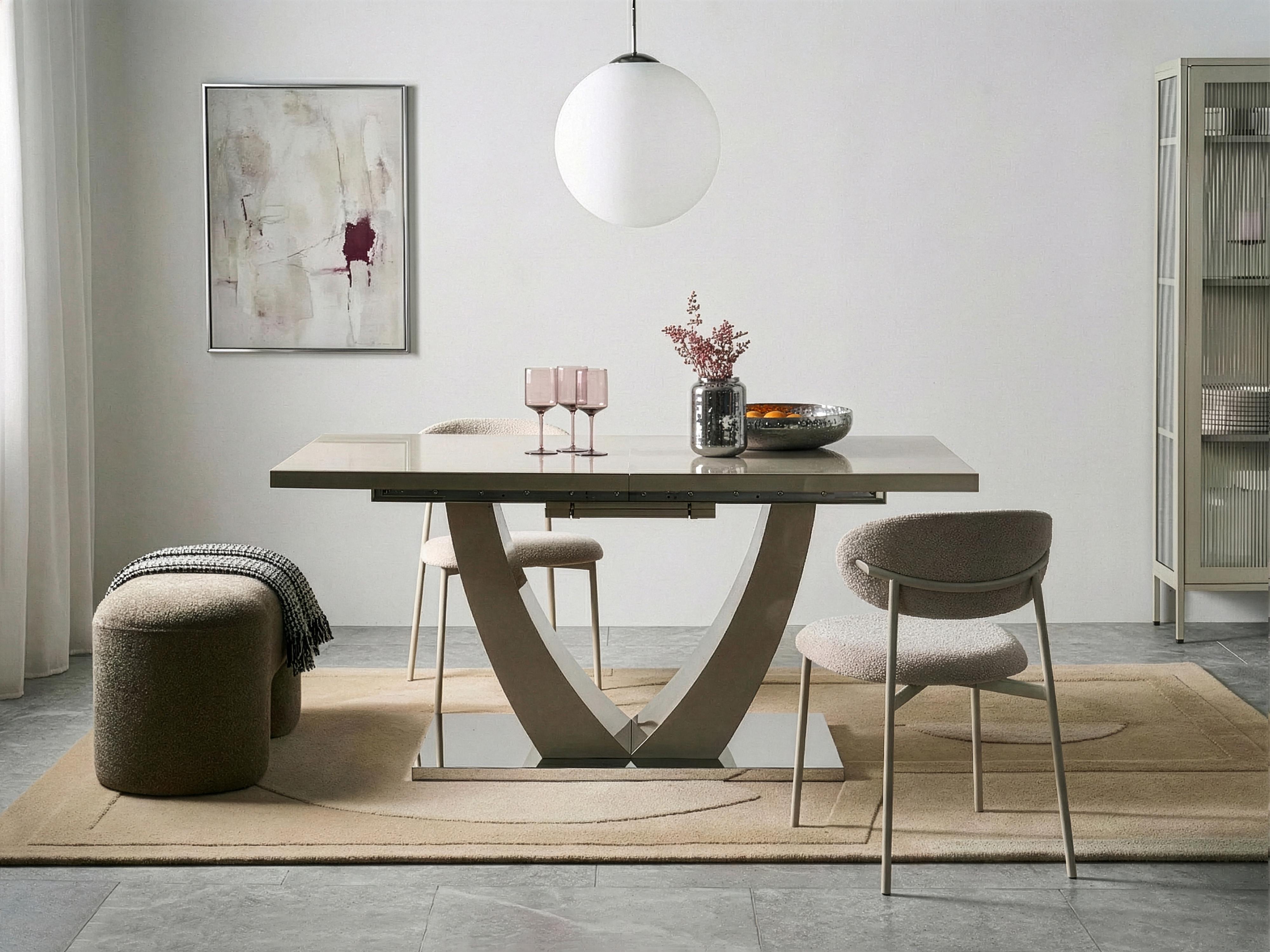 Eettafel uitschuifbaar MERRAN Lichtbeige 90 cm 160/200 cm