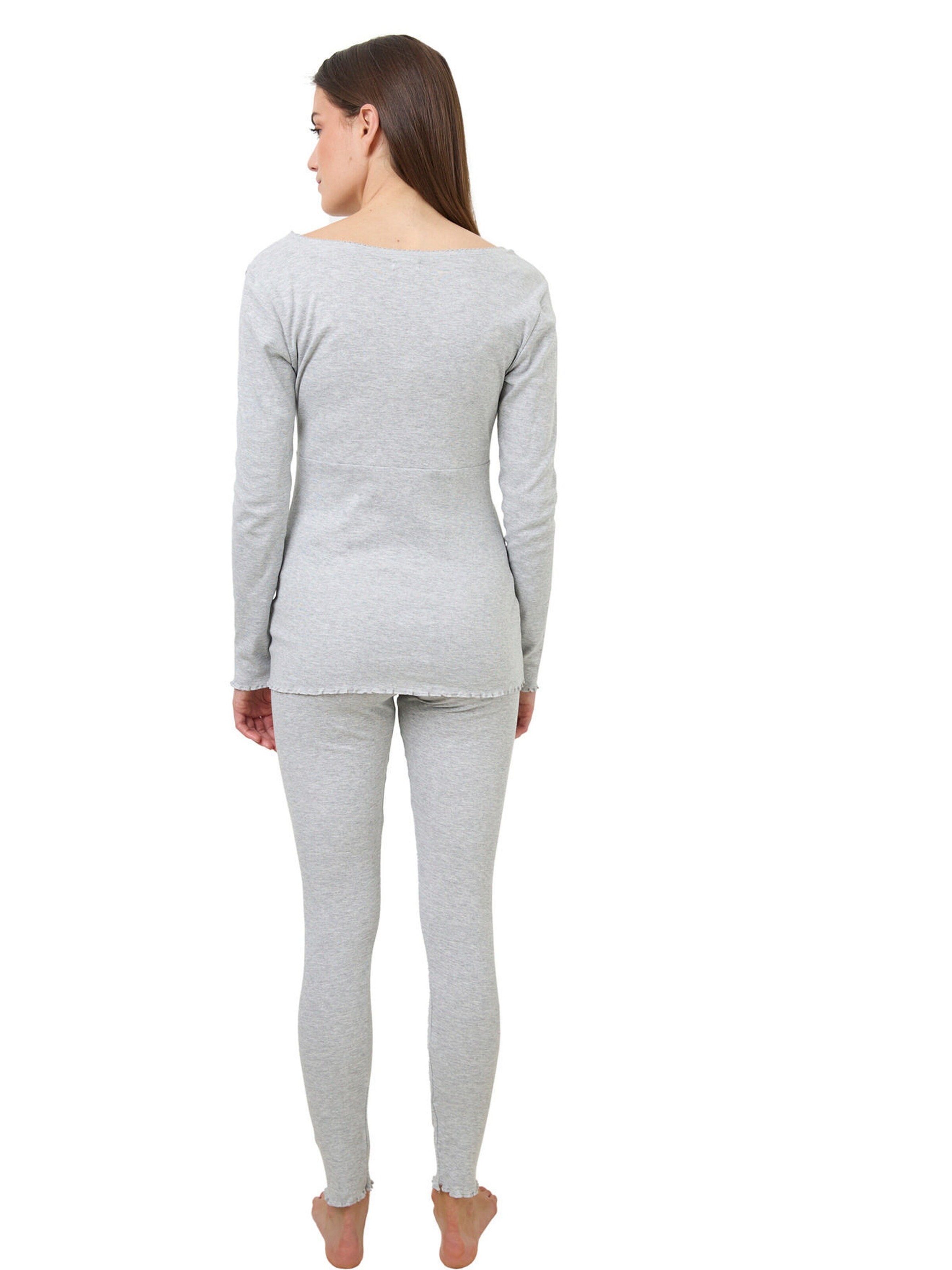 Vertbaudet Umstands-Schlafanzug: Sleepshirt & Leggings grau meliert