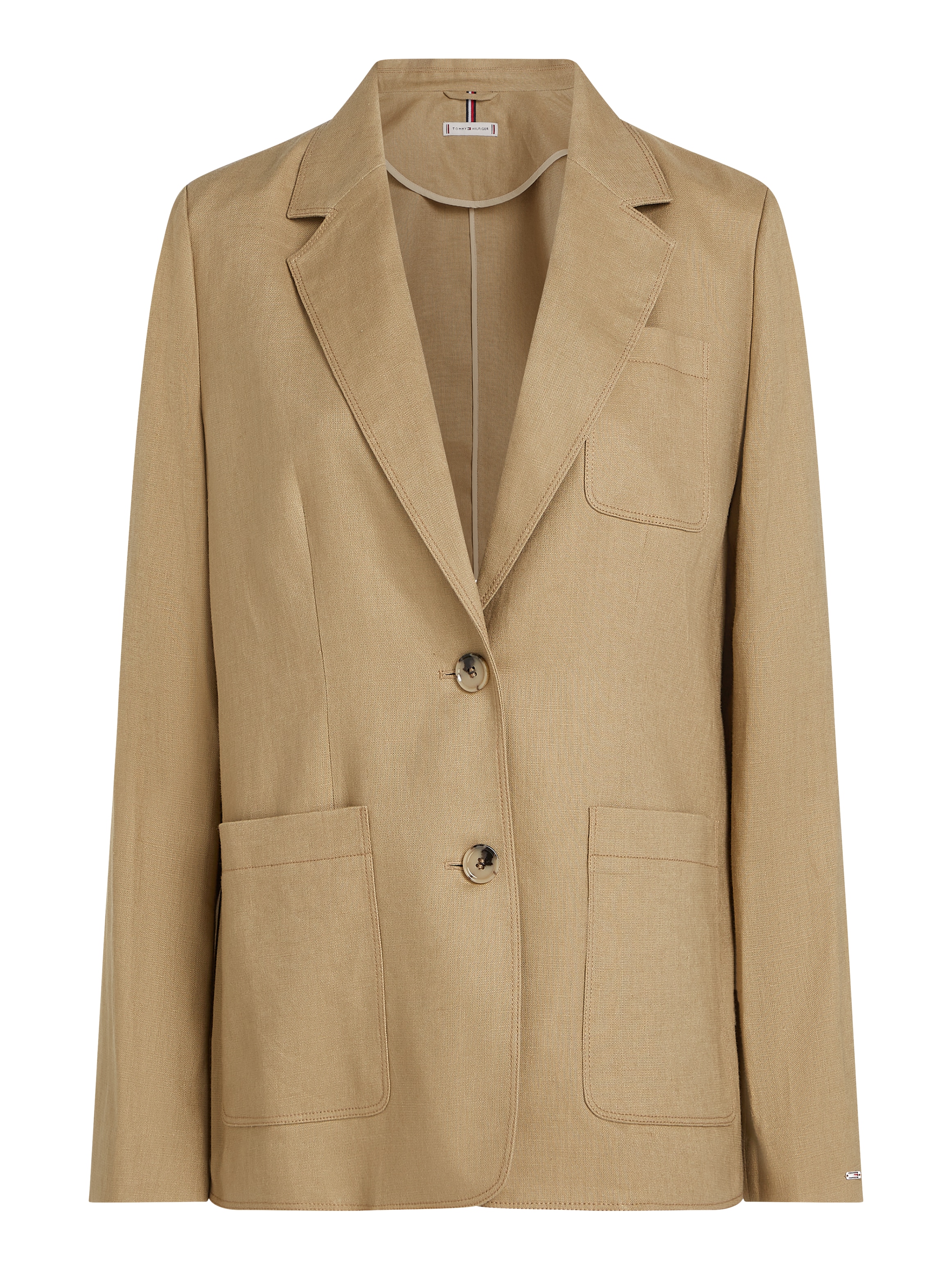 Tommy Hilfiger Kurzblazer »ESS LINEN REGULAR SB BLAZER«, mit Metalllabel ,kühlendes Premium Leinen