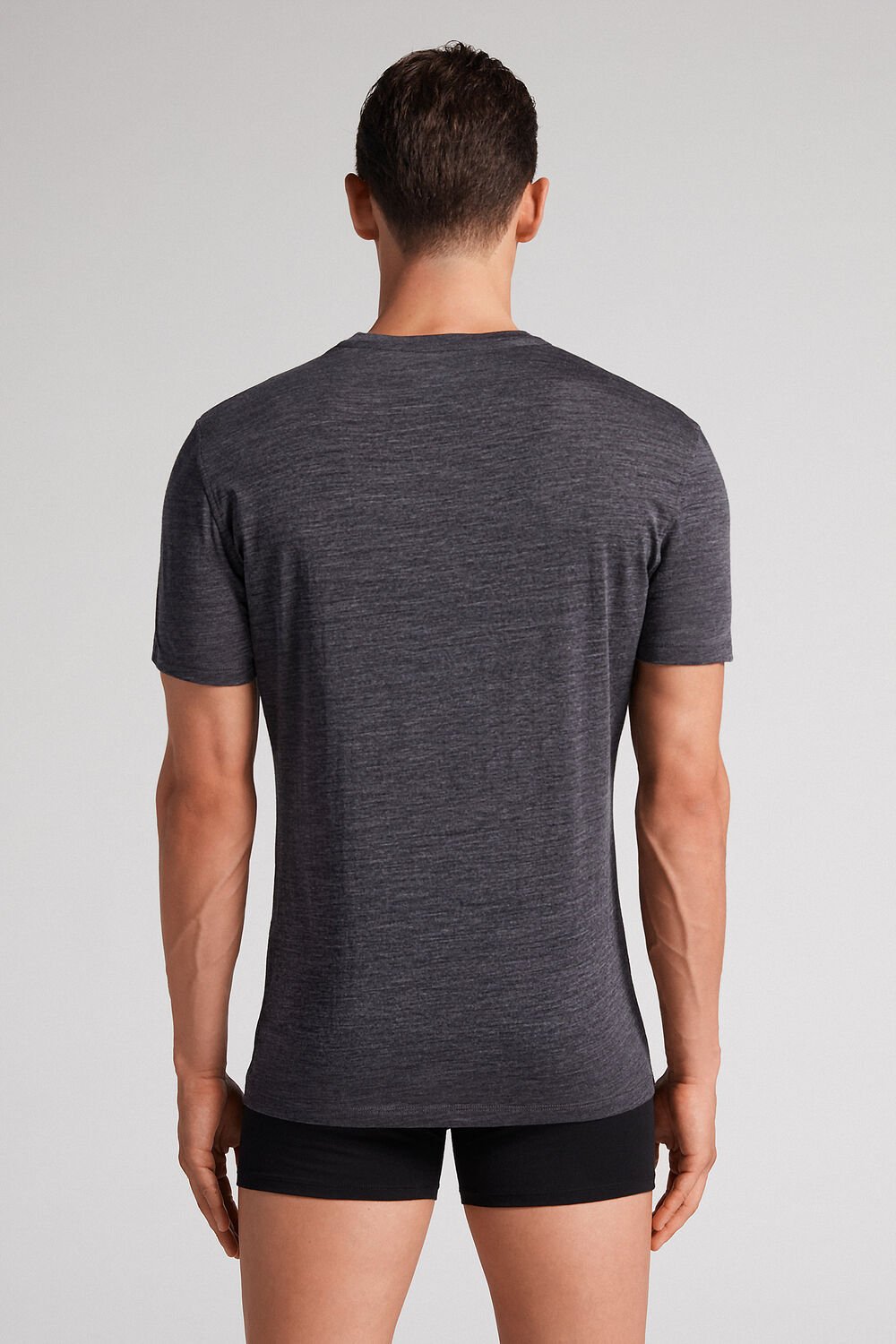 Camiseta de manga curta em lã merino elástica