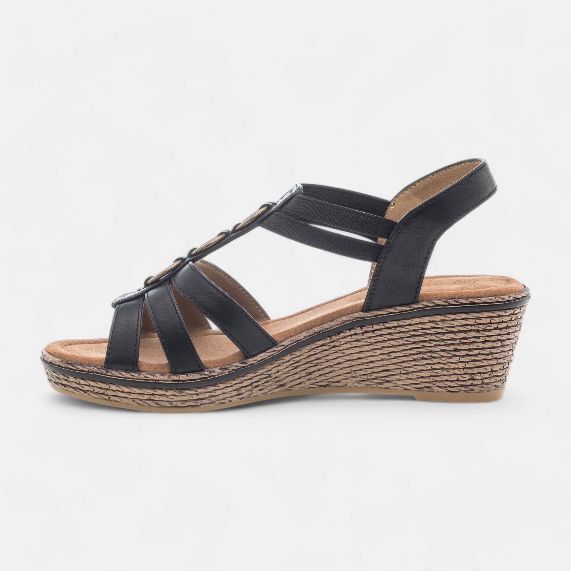 Sandales à talon compensé Femme noir
