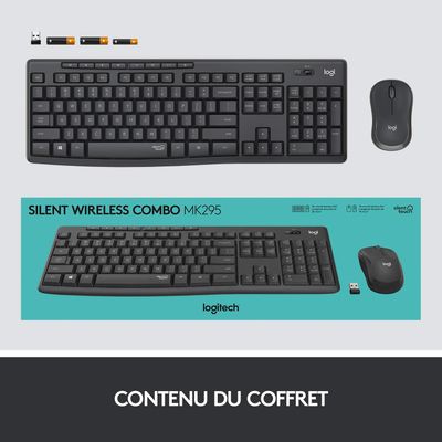 Logitech MK295 Silent - Ensemble clavier et souris sans fil - Azerty - graphite