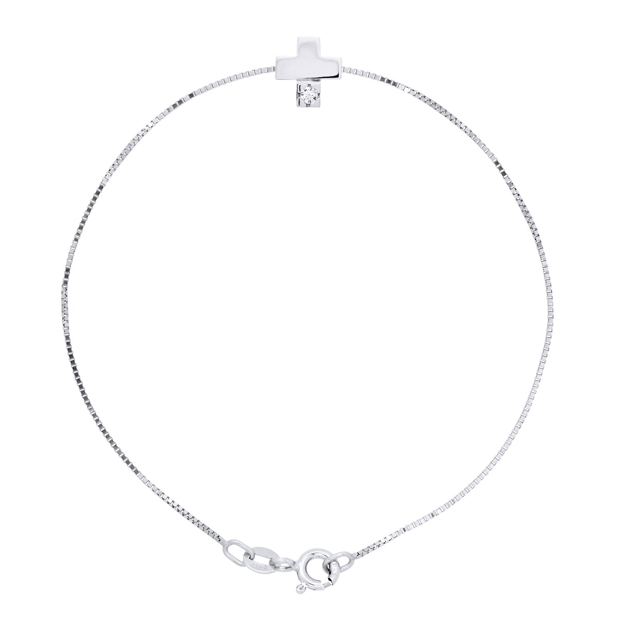 Bracelet CROIX Diamant Naturel 0,030 Cts Argent 925