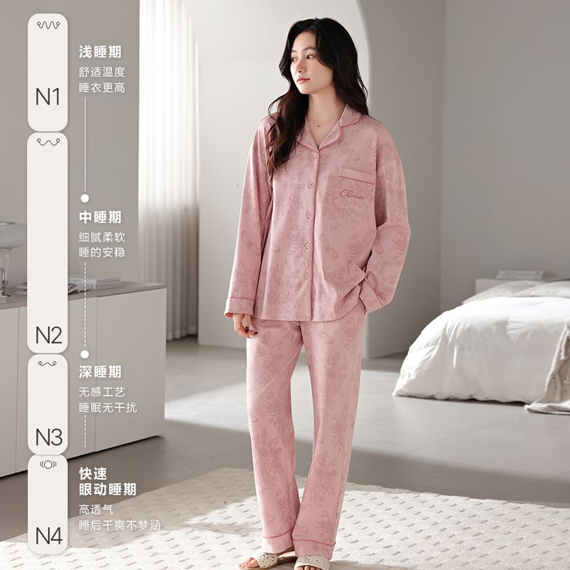 Jeony - Pyjamaset met lange mouwen en bloemenprint