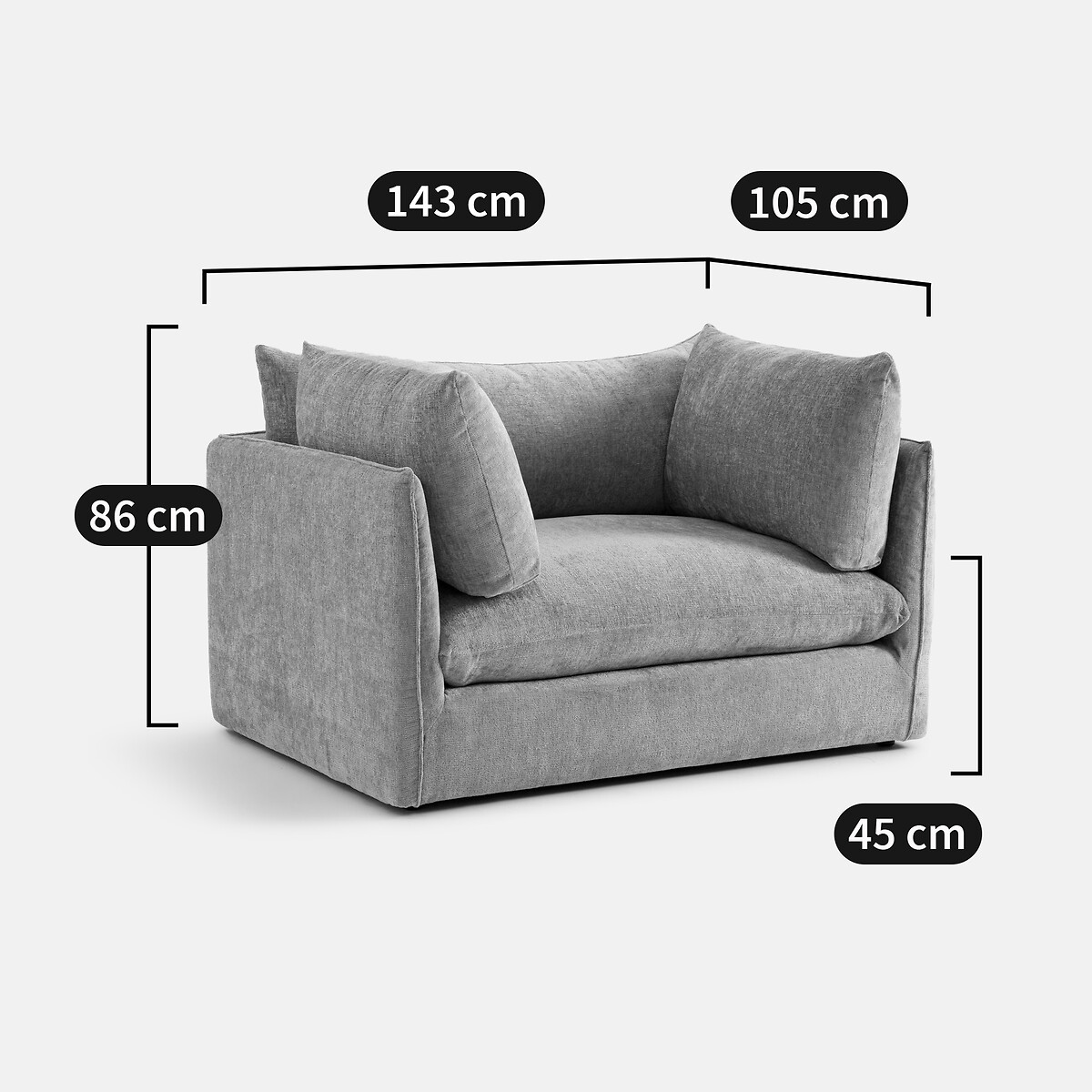 LA REDOUTE INTERIEURS<br>Poltrona XL Malo em fluweel texturizado