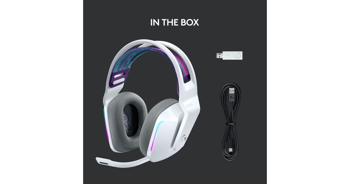 LogitechG733 LIGHTSPEED Wireless RGB  over-ear gaming headset  (Wit, PC, PlayStation 4)