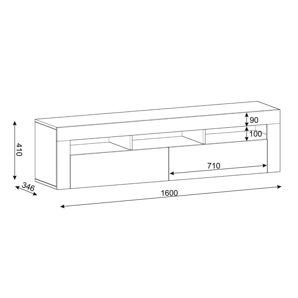RTV-kast MORENO 160 wit mat / donker beton