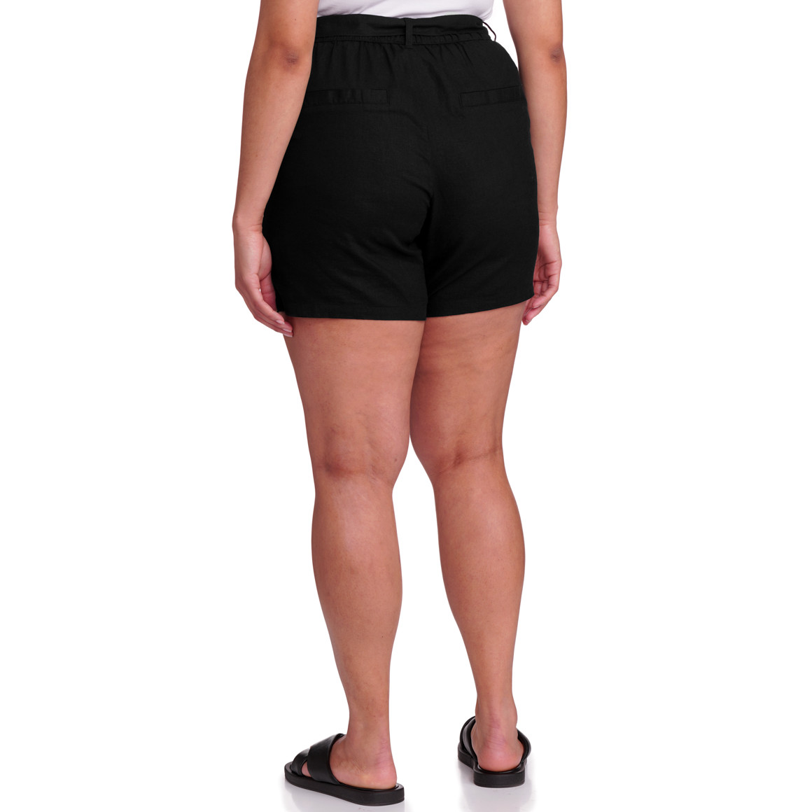 Gina Benotti Damen Leinen-Shorts in unifarben schwarz