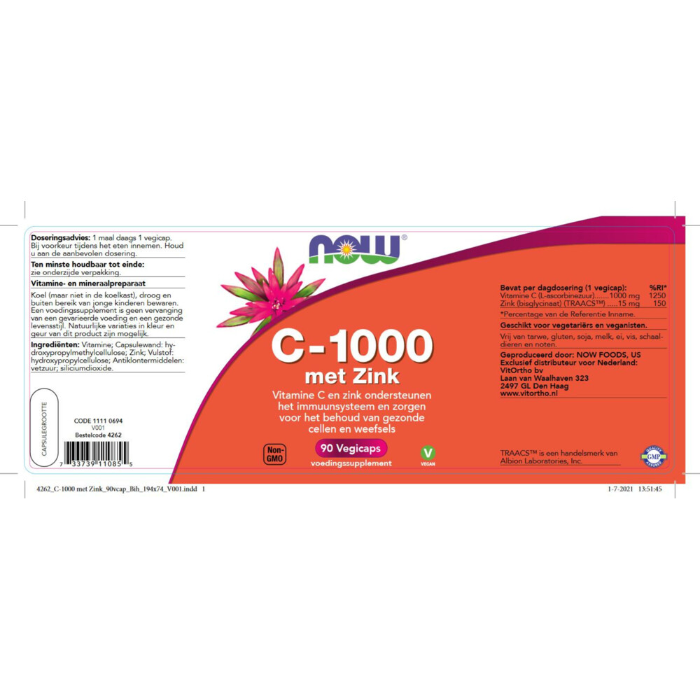 NOW C-1000 met Zink 90 capsules