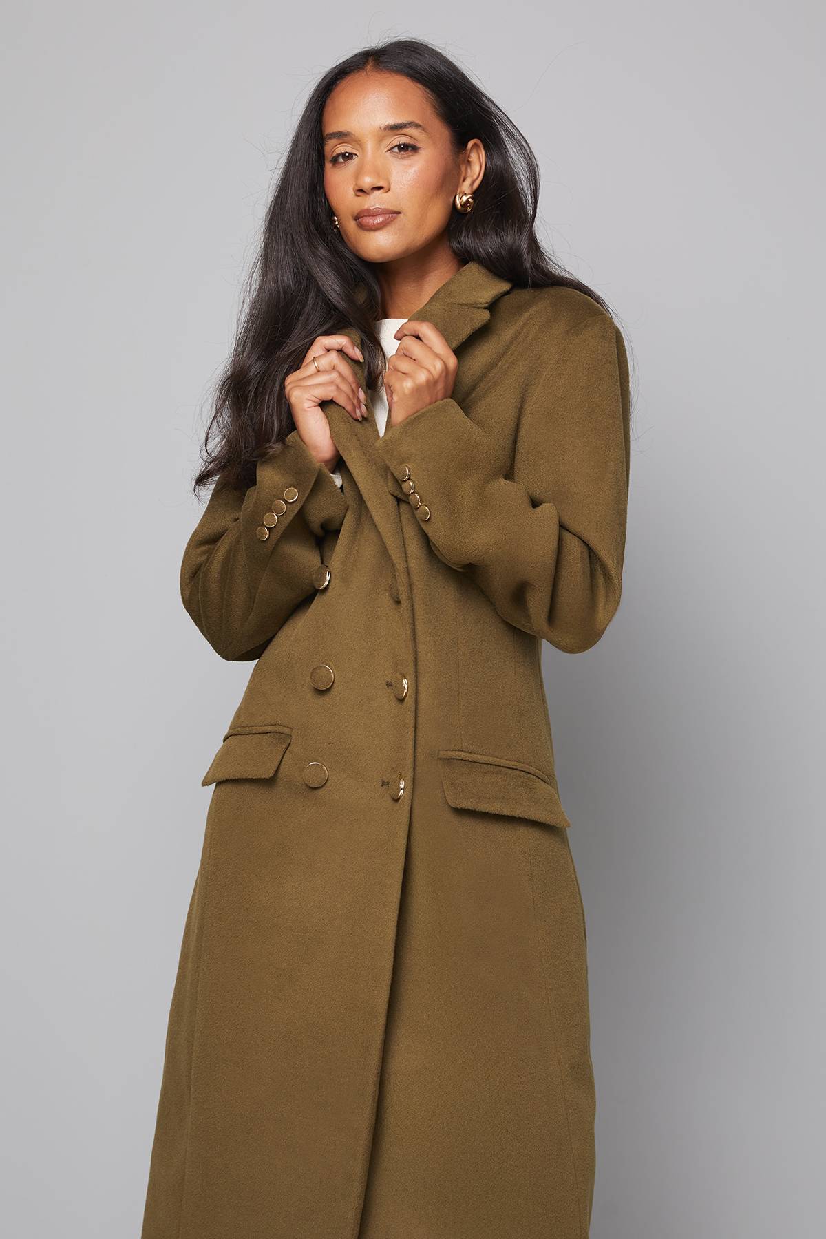 Wallis Manteau à Double Boutonnage avec Détails de Poches