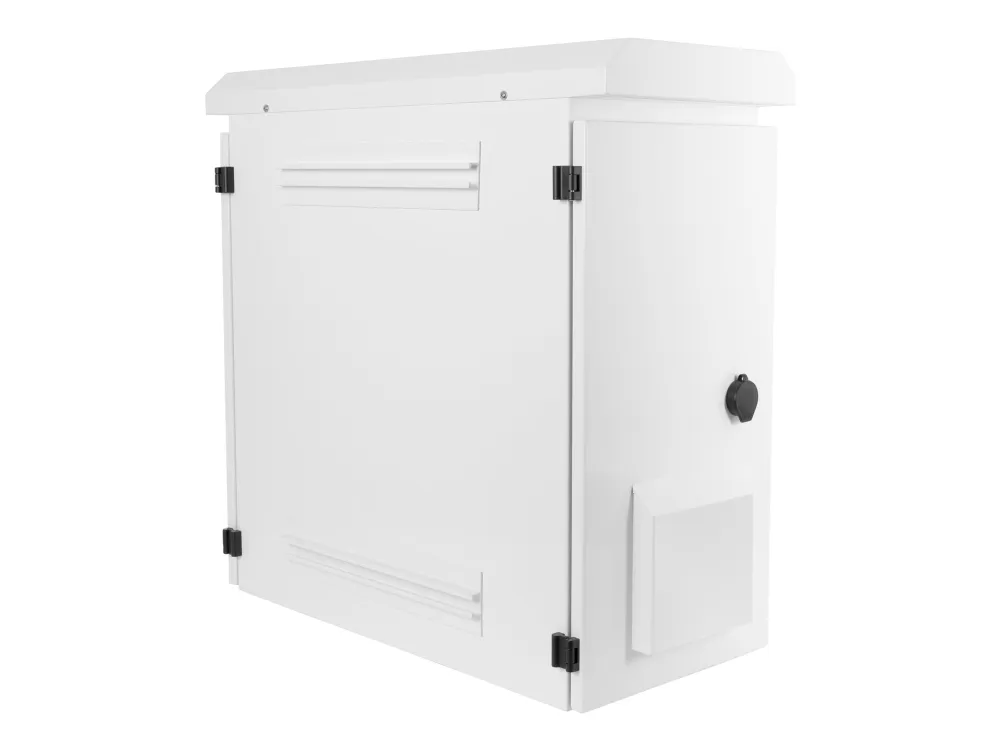 DELTACO - Kabinet (lodret) - kompakt - pælmonterbar, vægmonterbar - hvid - 6U - 19