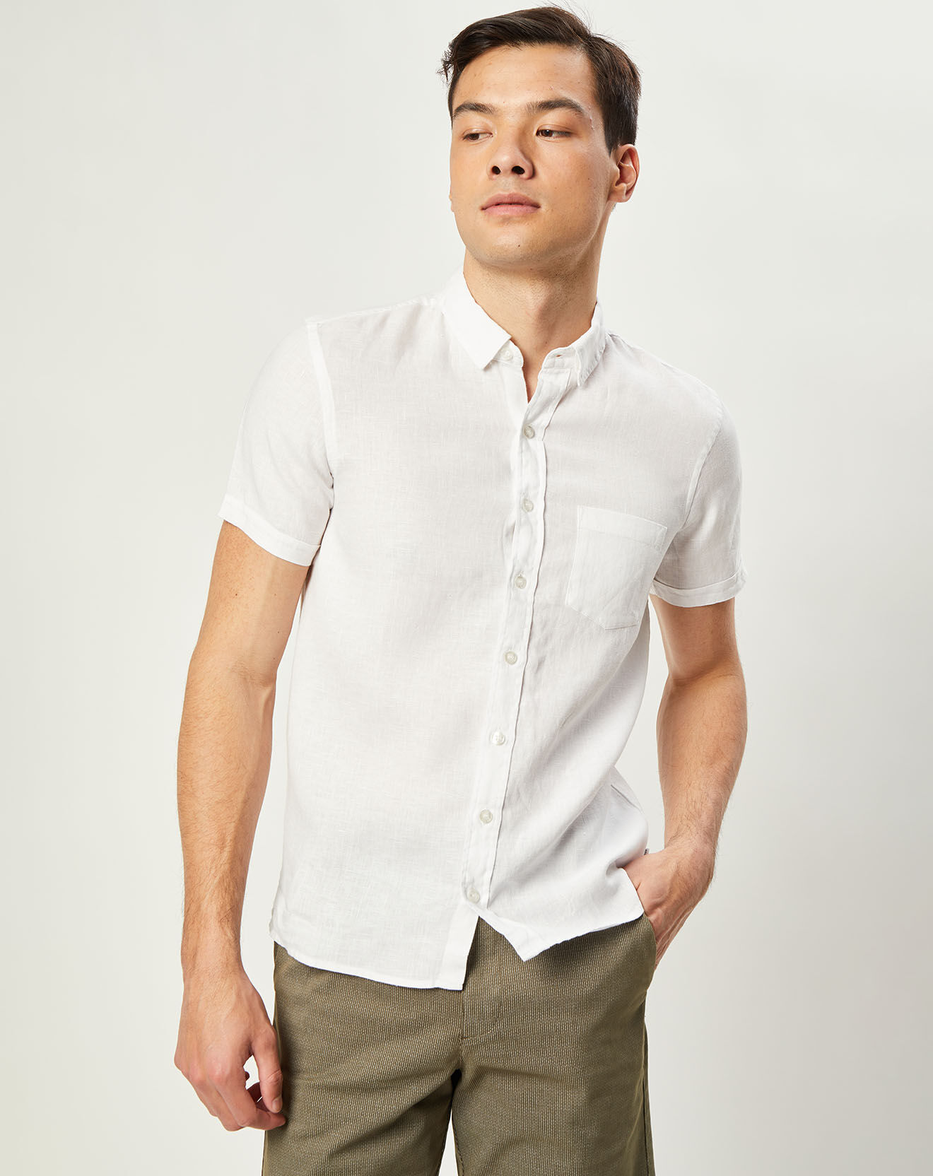 Harris Wilson Chemise 100% Lin Regular Fit Efe2 blanche