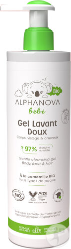 Alphanova Bébé Gel Lavant Doux 2en1 Bio Flacon-Pompe 400ml
