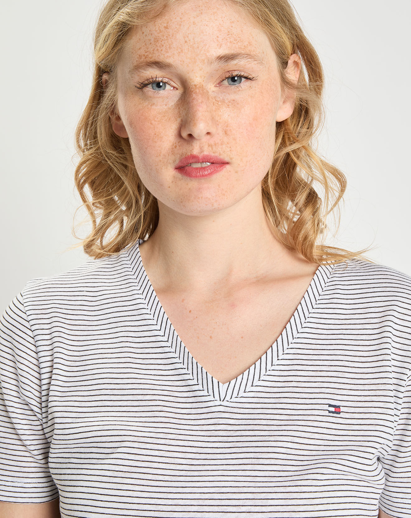 Tommy Hilfiger T-Shirt  en Lin & Coton mélangés Mini Marinière blanc/bleu