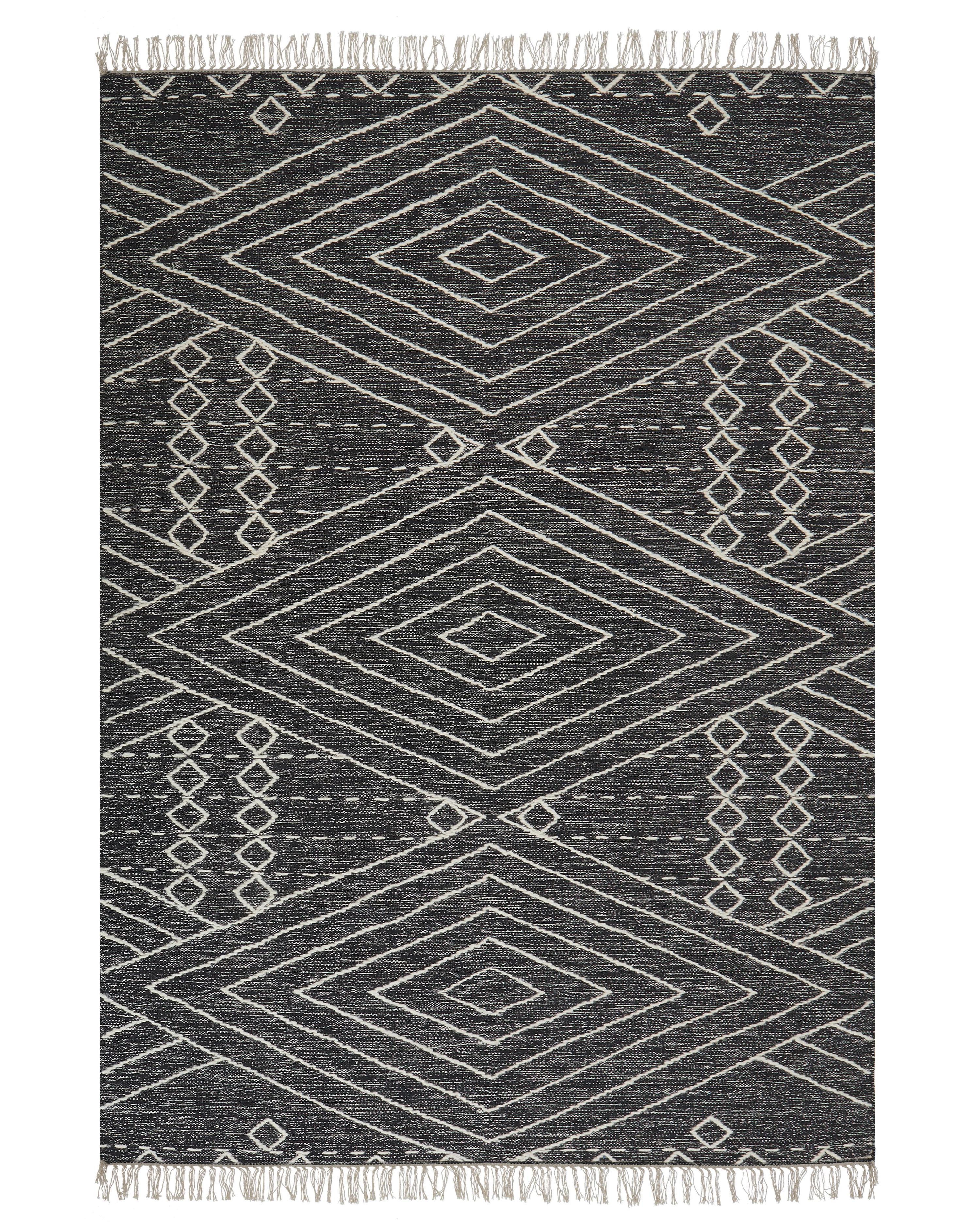 Vloerkleed KHENIFRA Zwart 160 x 230 cm Katoen