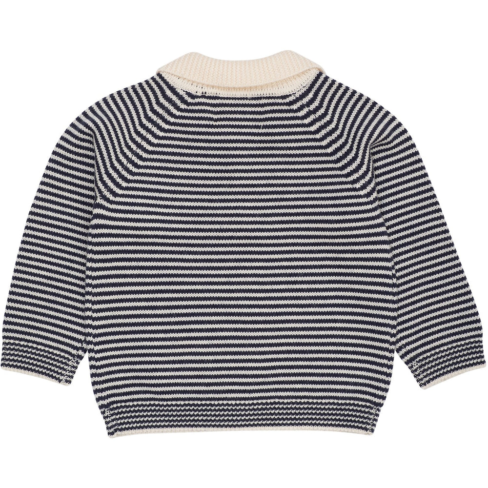 Køb COPENHAGEN COLORS Cream/Navy Stripe Merino Striped Bluse W. Krave