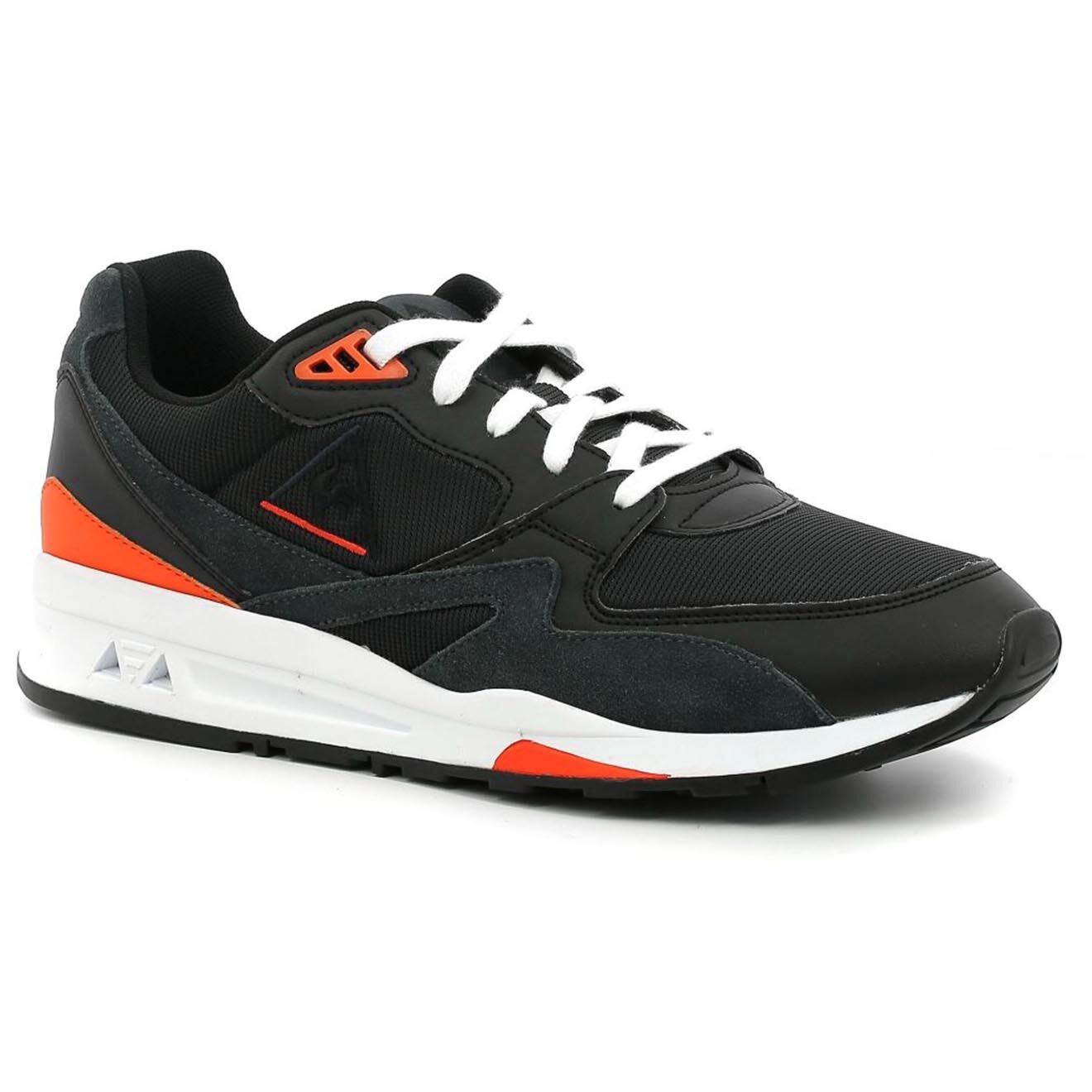 Le Coq Sportif Baskets en Velours de Cuir & Mesh R800 Sport Op J3 noir/orange