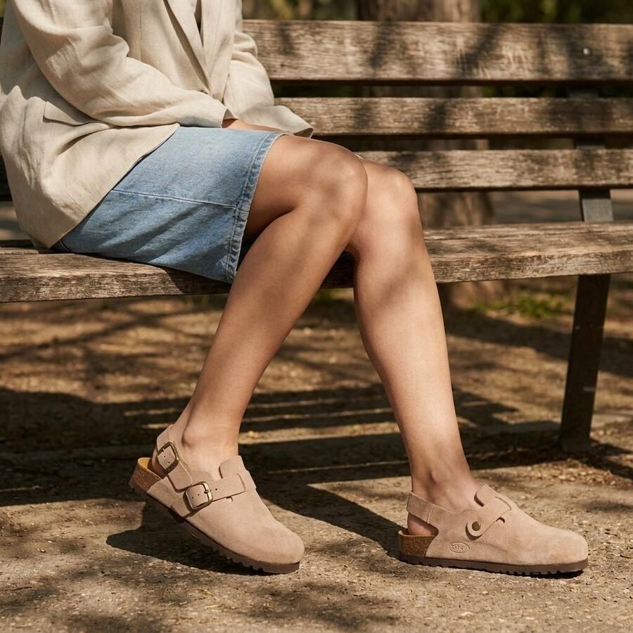 Scholl Dames Slippers Fae Backstrap Dark Beige