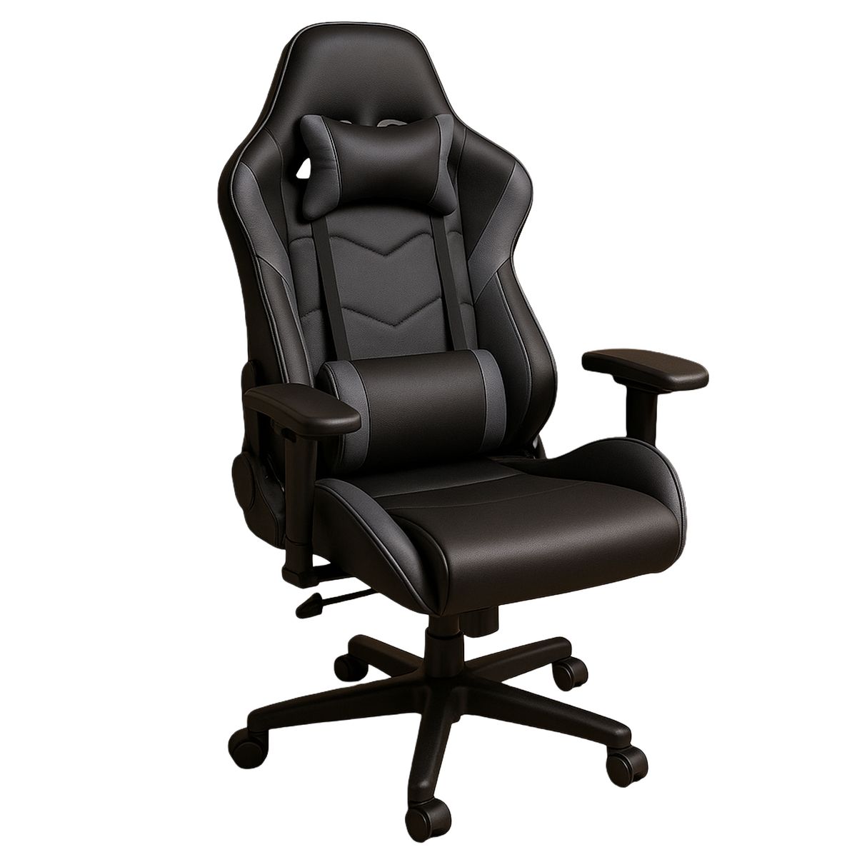 Gaming Stuhl schwarz, PU-Leder, verstellbar bis 135°, 150 kg belastbar
