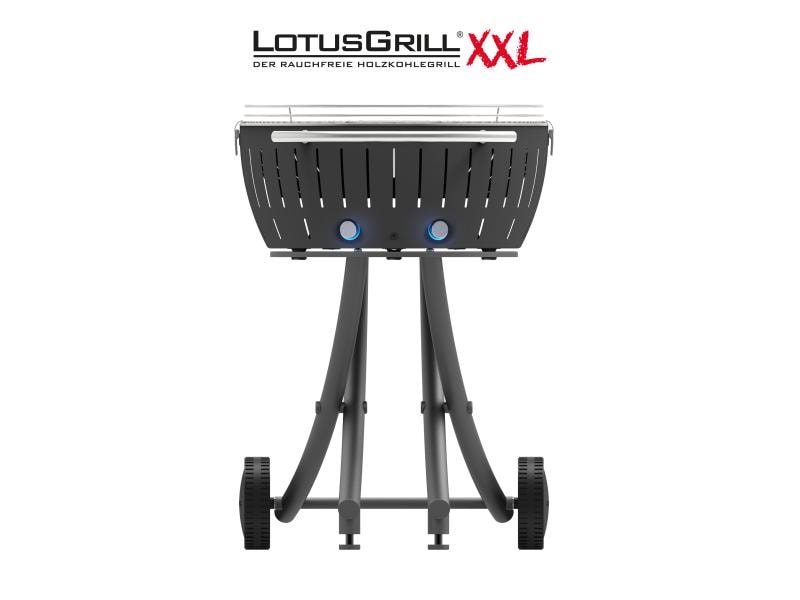 LotusGrill Holzkohlegrill XXL Grau Rauchfreier Holzkohle-Grill für Garten und Balkon