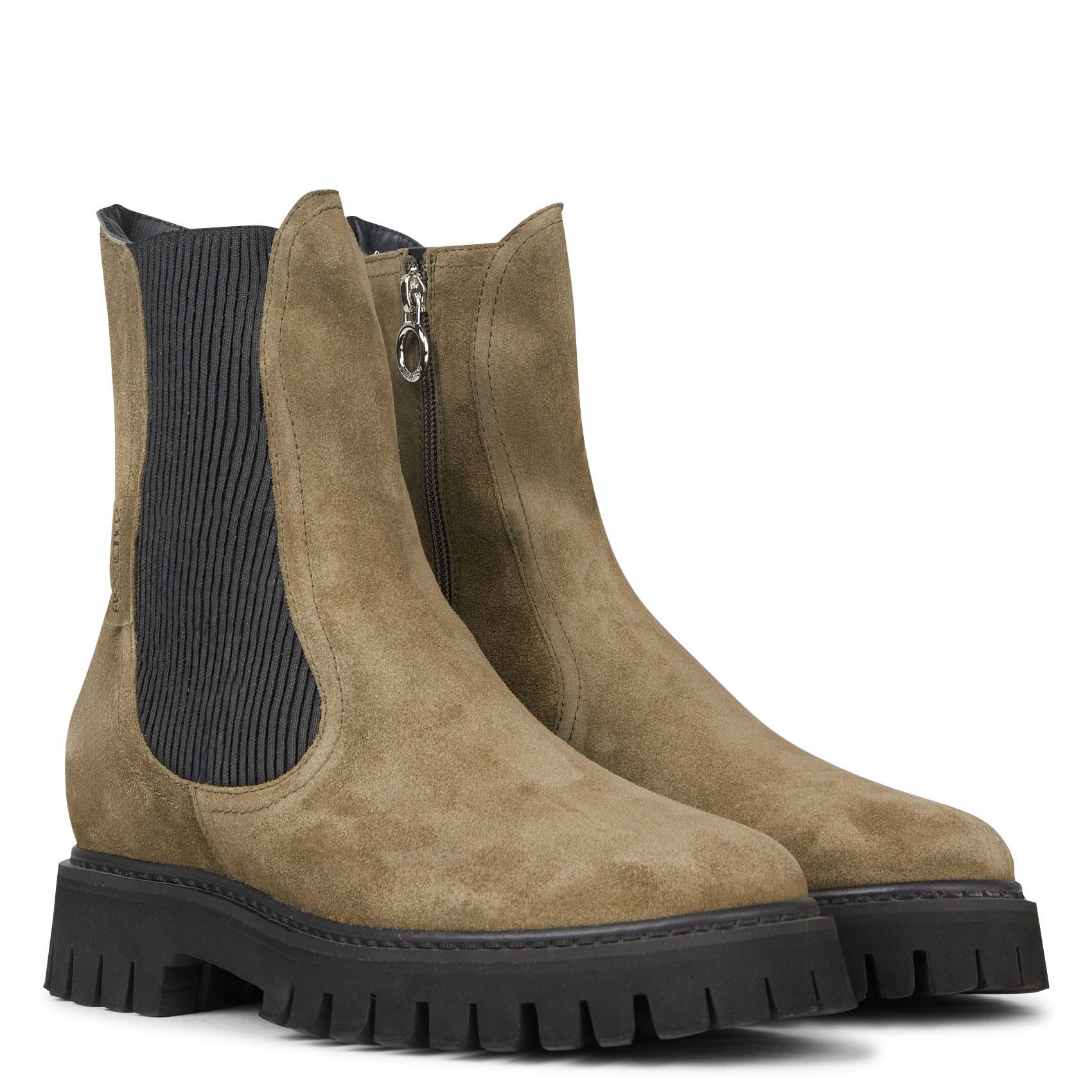 GEORGIA - Bottines en cuir velours| Kaki