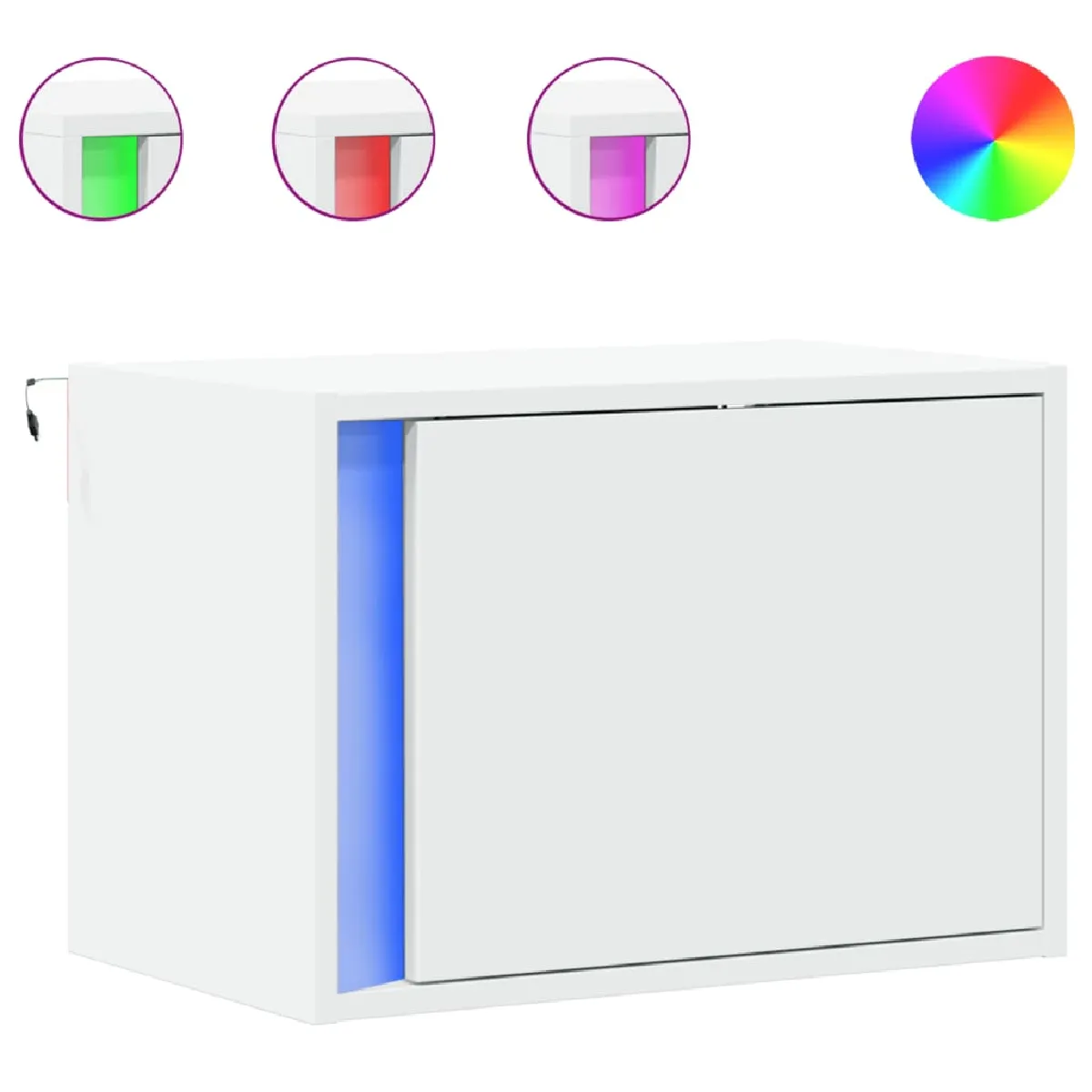 vidaXL Table de chevet murale - LED Blanc