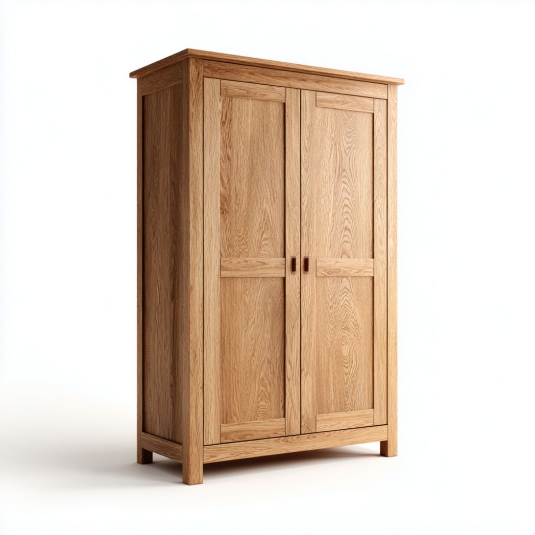 Armoire en bois 2 portes finition chêne naturel style scandinave