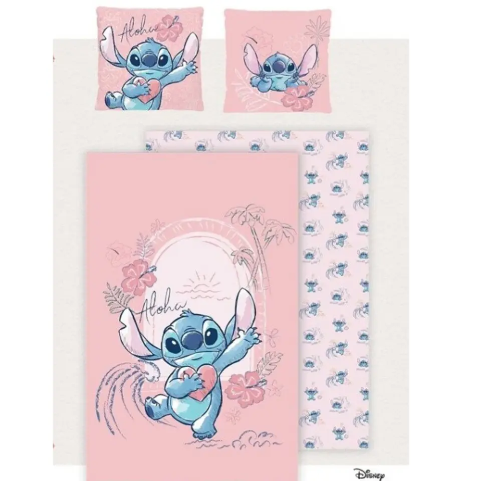 Disney Lilo & Stitch Dekbedovertrek Heart - Eenpersoons - 140 x 200 - Katoen