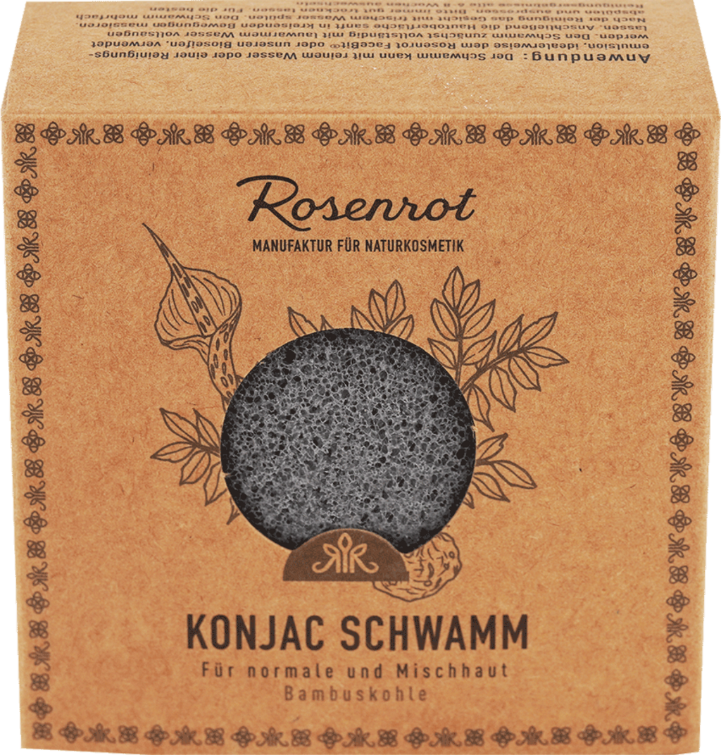 Rosenrot  Konjac Schwamm Bambuskohle